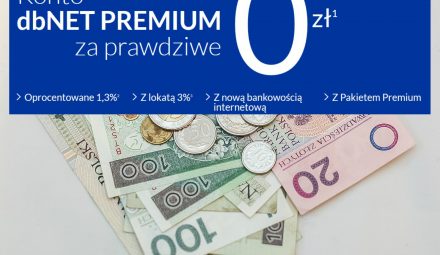 Konto dbNET Premium: 3% na lokacie, 2,55% na koncie oszczędnościowym i 500+premia w Deutsche Banku