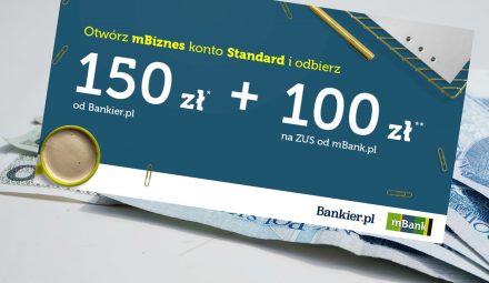 Odbierz 150 zł premii od Bankier.pl i 100 zł na ZUS od mBank.pl