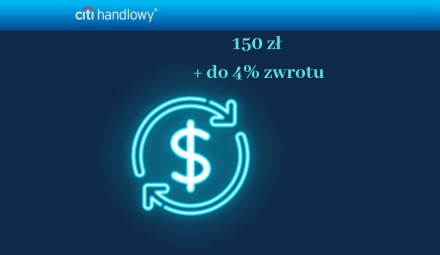 Darmowe konto internetowe Citi Priority z premią 150 zł i zwrotem prowizji 4%