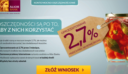 2,7% do 100 000 zł na Koncie Mocno Oszczędnościowym w Alior Banku!