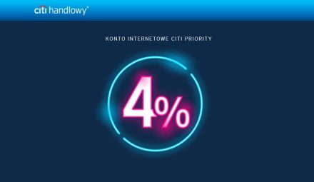 4% na Koncie Oszczędnościowym z bezpłatnym kontem internetowym Citi Priority.