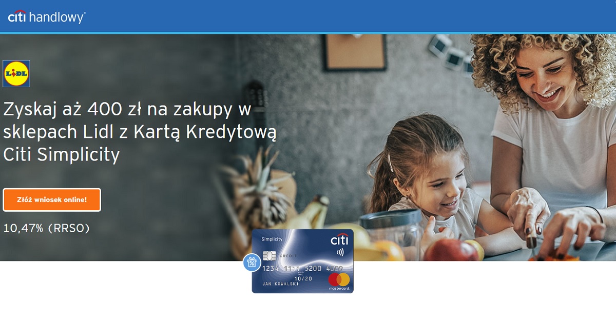 Premia 400 zł na wydanie w sklepie Xiaomi z kartą kredytową Citi Simplicity. zakupy w Lidlu