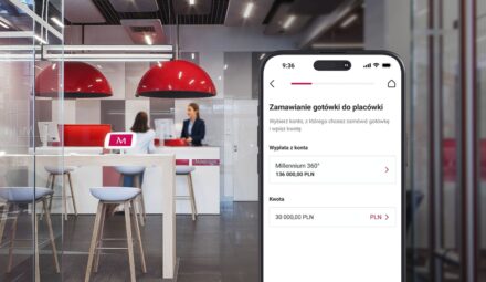 Zamówienie gotówki do oddziału bezpośrednio w aplikacji Banku Millennium
