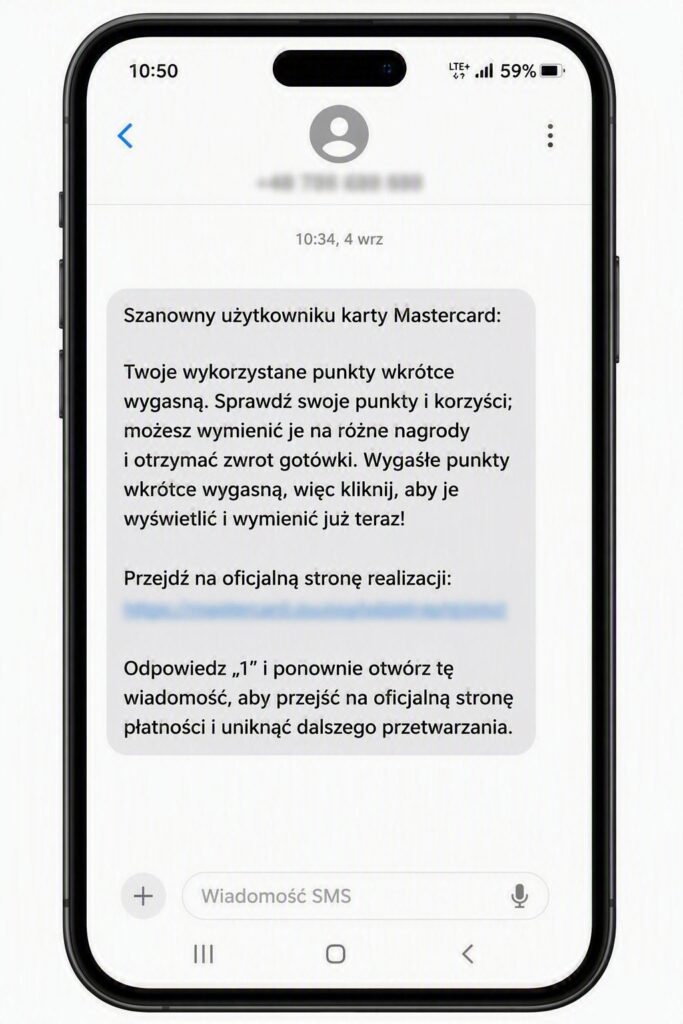 fałszywy sms